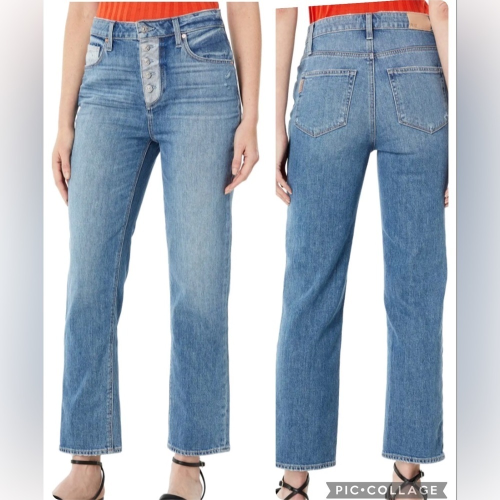 NEW Paige Distressed Denim Sarah Straight Ankle Jean Size 30